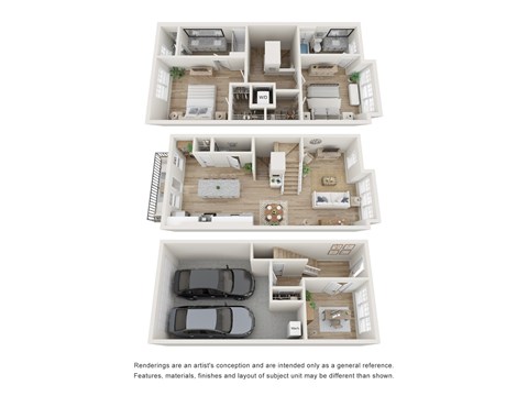 Floor plan for 2 beds, 2.5 baths, 1628 sqft